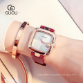 GUOU Korean Style Charm Dress Ladies Watches Quartz Casual Leather Bracelet Fashion Watch Square Dial Analog Wristwatch Reloj